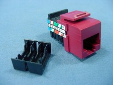Leviton Red Keyed Cat 3 Snap-In Quickport Data Voice Jack RJ45 Phone 41108-KR3