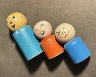 Vintage Fisher Price Little People lot of 3 straight-sided Round Wood boys/girls