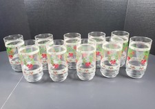 Indiana Glass Set Of 10 Christmas 16 Oz Drinking Glasses Wreaths  Holly USA NOS