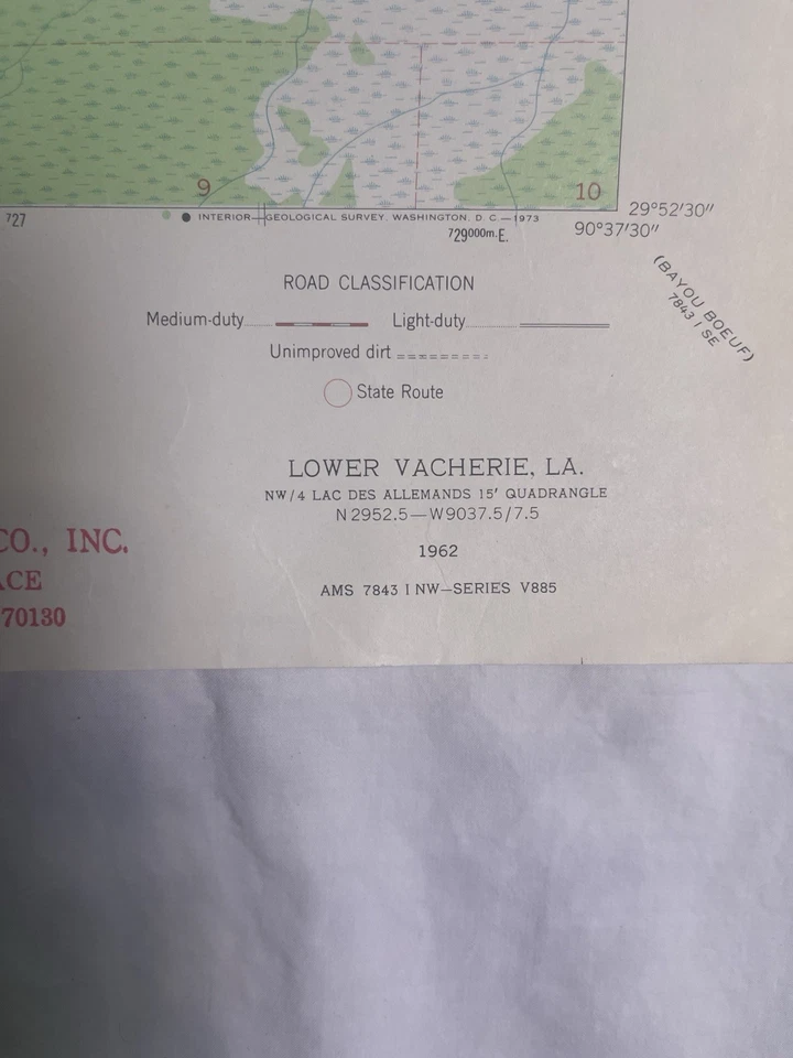 Mapa de estudio geológico vintage inferior de Vacherie Louisiana 1962 Foto 4 de 4