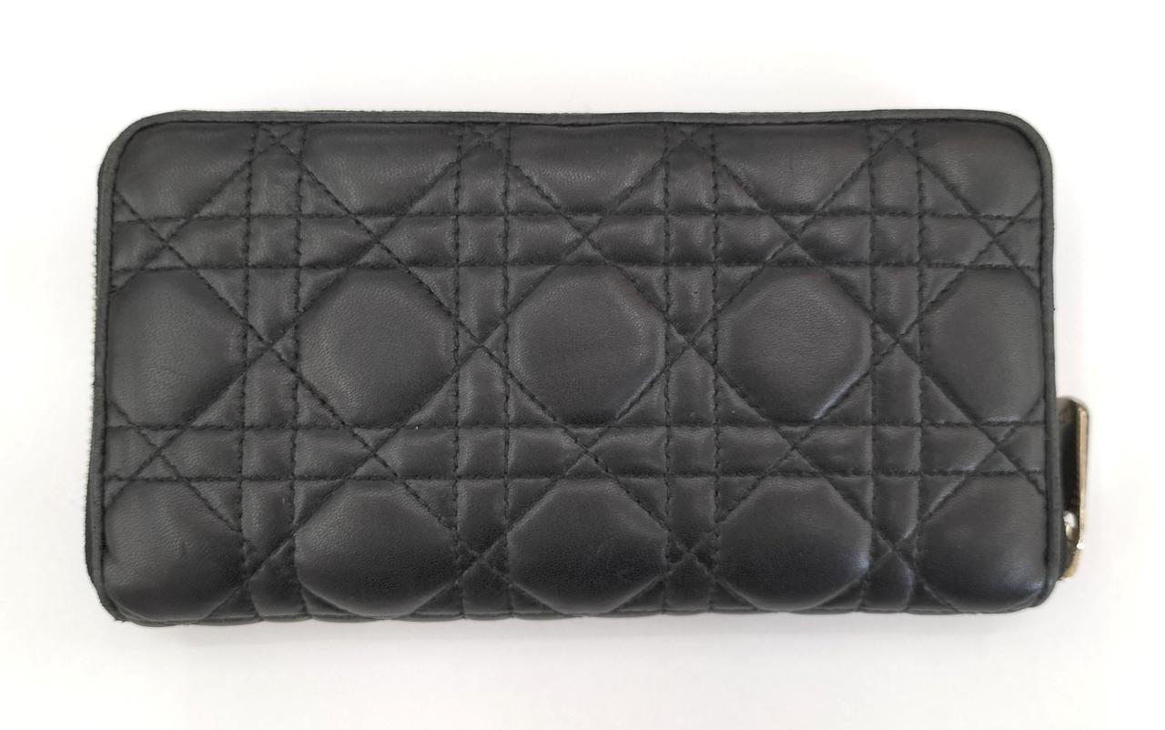 Dior Canage Lambskin Leather Long Wallet in Black