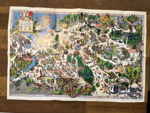 Six Flags Great Adventure New Jersey 1990s Map