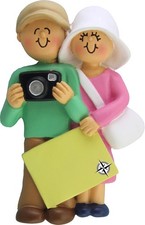 Tourist/Vacation Couple Personalized Christmas Tree Ornament