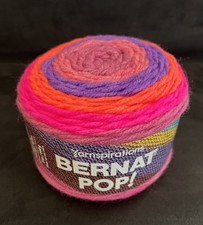 Bernat Pop Yarn BLAZING SUNRISE 84049 Purple Orange Magenta Rose, 5 oz.
