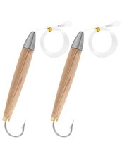 4in Cedar Plug Fishing Lures for Tuna 2pcs Saltwater with 150LB Fluorocarbon ...