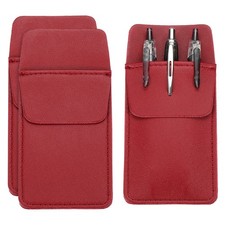 3 Pack Leather Pocket Protector, MultiPurpose Pen Pocket Holds, Burgundy