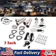 3" Dual Electric Exhaust Valve Control Valve Y Pipe Motor Kit with Manual Switch