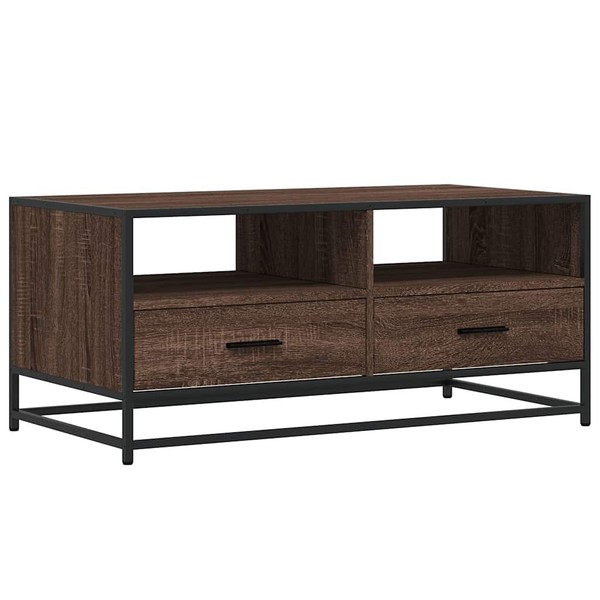 Couchtisch Braun Eichen-Optik 100X50X45 Cm Spanplatte Metall-image