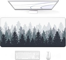 Large Gaming Mouse Pad, Forest Theme XXL 35.4 X 15.7 in Desk Pad Stitched Non-Sl