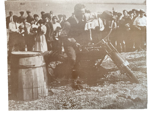 Vintage Motorcycle Dirt Bike Racing Photograph Large 14 x 11 inches Crowd Barrel