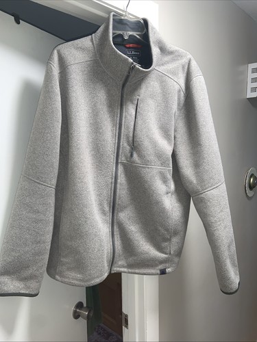LL Bean Sweater Fleece Jacket Gray Mens XLarge Full Zip
