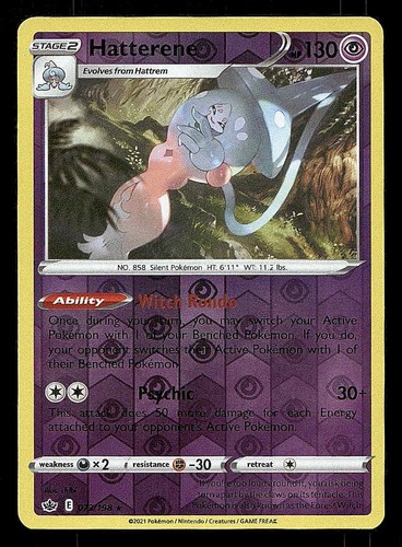 Hatterene Reverse Holofoil SWSH06: Chilling Reign 073/198 LP Pokemon