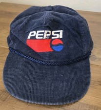 Vintage Pepsi Cola Blue Corduroy Rope Hat Zip Back