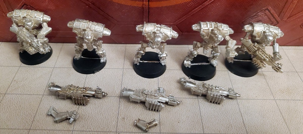 GW 40k Metal Loose Mini 5 Necron Immortal With Green Rods Warhammer