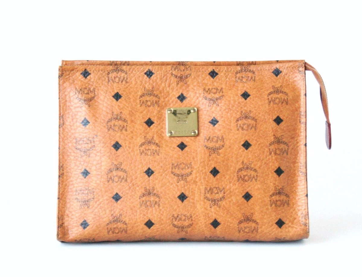 MCM Visetos Cognac Brown Clutch,Pouch Bag