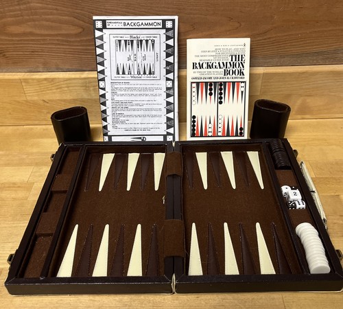 VTG Backgammon Board/Case w/ The Backgammon Book By Oswald Jacoby/John ...