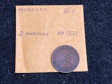 AH1321 Morocco 2 Mazunas Coin