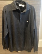 Lacoste Men's 100 Cashmere Sweater Black 8 Button Pullover