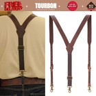 Tourbon Men's Suspenders Y Back Adjustable Leather Y-Shaped Hooks Pants Braces — photo 1