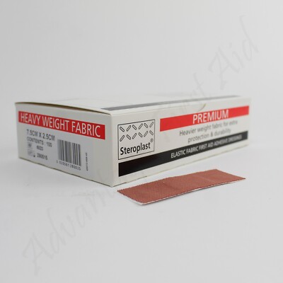 Premium Elastischer Stoff Erste Hilfe Haftpflaster (100) 7,5 cm x 2,5 cm länglich