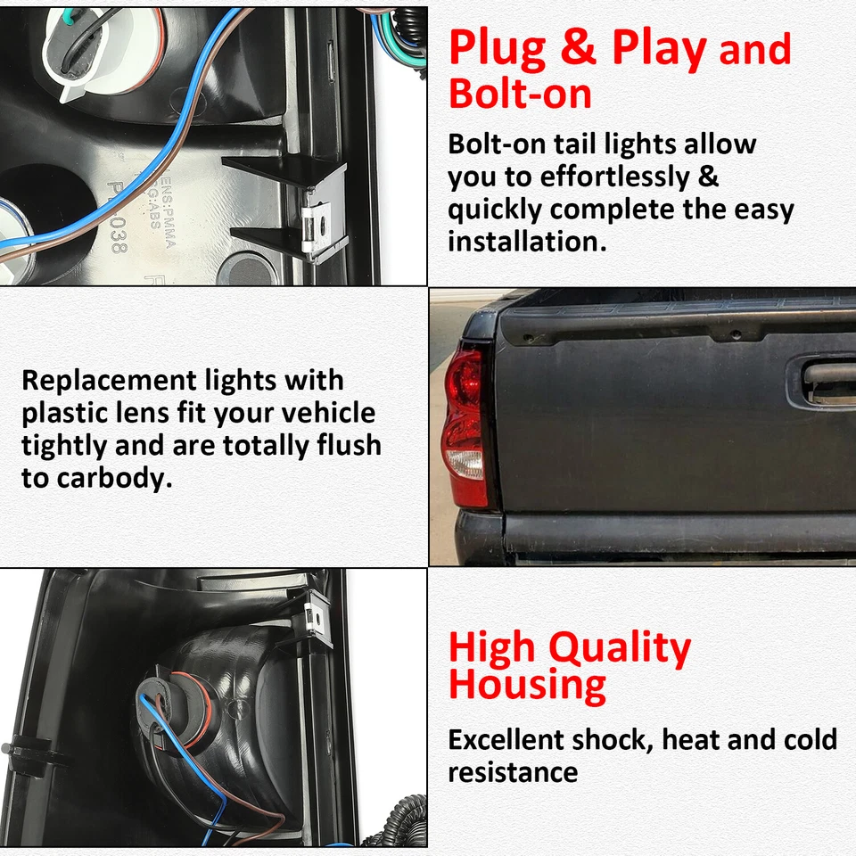 右侧后尾灯带电线适用于 2003 - 06 雪佛兰索罗德 1500 2500HD 3500 — 第 3/4 张图片