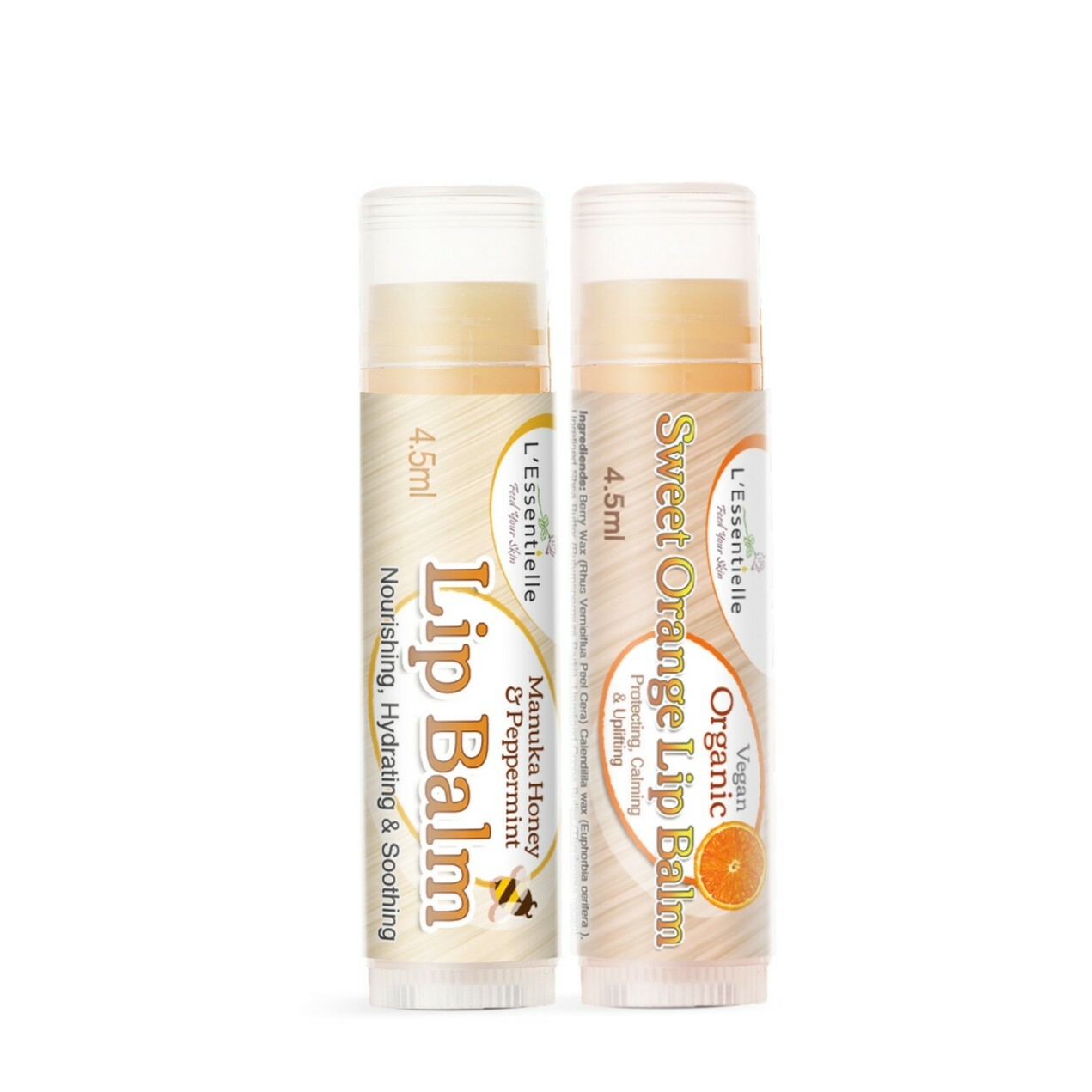 Organic lip balm Manuka Honey UMF 10+ & Peppermint & Sweet Orange Vegan Lip Balm