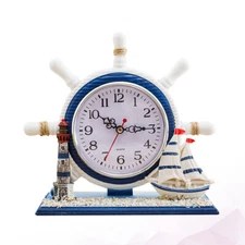 Shelf Decor Items Nautical Clock Living Room Showcase Sailboat