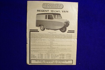RELIANT REGENT 10CWT  5CWT VAN  ADVERTISING SALES FLYER BROCHURE
