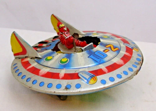 MARTIAN FLYING SAUCER  Z-01 THE RED MAN FROM SPACE UFO TIN TOY 1950s NOMURA 