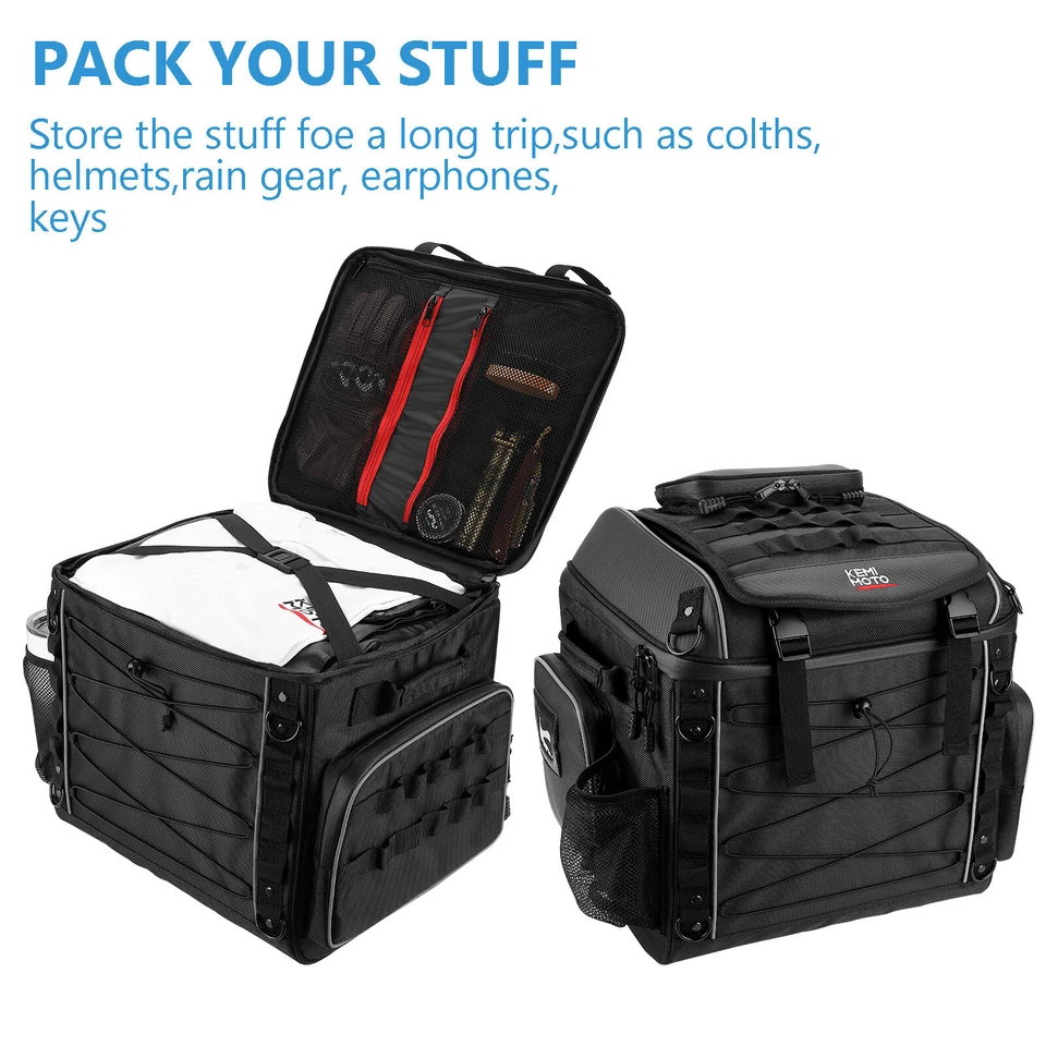 Motorcycle Sissy Bar Trunk Tail Bag for Sportster 833 1200/ Dyna/V-Star/Goldwing - Image 4 of 4