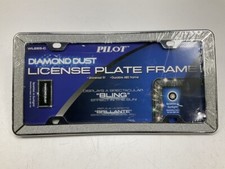 Pilot Glitz Diamond Dust Style Chrome On Plastic License Plate Frame Tag Holder