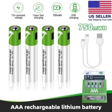 4 PCS 1.5V Li-Ion AAA Battery USB Type-C Rechargeable Lithium ion AAA Batteries