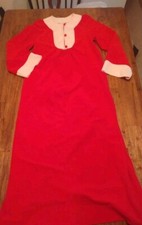 Vintage Long Pajama Nightgown Sleepwear Sz. Med Red Pink W/ Buttons