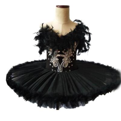 Ballet Dress Black Girl's Kid's Ballerina Feathers Ruffles Lace Polyester Dress Dancing Wear