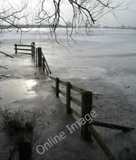 Photo 6x4 Submerged fence at Bury Fen Bluntisham Part of the semi-frozen  c2010