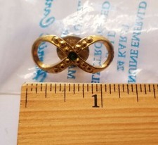 VTG Genuine Emerald 24 Karat Electroplated Pin Back Brooch for Harriet Carter 1"