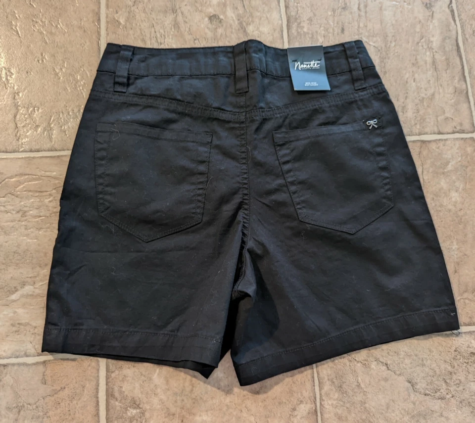 Nuevo Nanette Lepore talla 2 tiro medio niño pantalones cortos negros algunos elásticos mujeres 2414 Foto 2 de 3