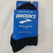 NEW Unisex Socks Brooks Ghost Lite 2-Pack Cushion Black Sz M W7-9.5, M6-8.5 