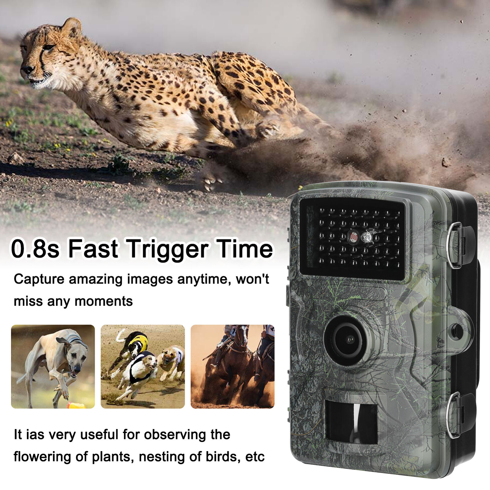 Wildkamera Überwachungskamera 16MP 1080P Jagdkamera Fotofalle Nachtsicht IP66