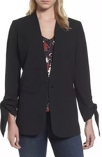 NWOT Halogen Tie Sleeve Blazer In Black Size PS Retail 99