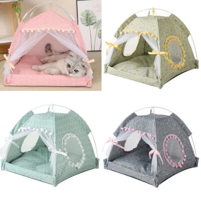 MARKENLOS NEU Haustierbedarf Katzen Betten Sommer Katze Outdoor Zelt Atmungsaktiv Faltbar