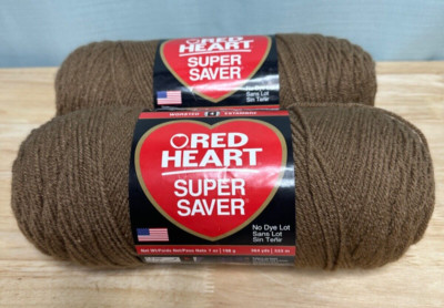 Lot of 2 Red Heart Super Saver 7 oz 364 Yd Cafe Latte Yarn Medium 4 Worsted