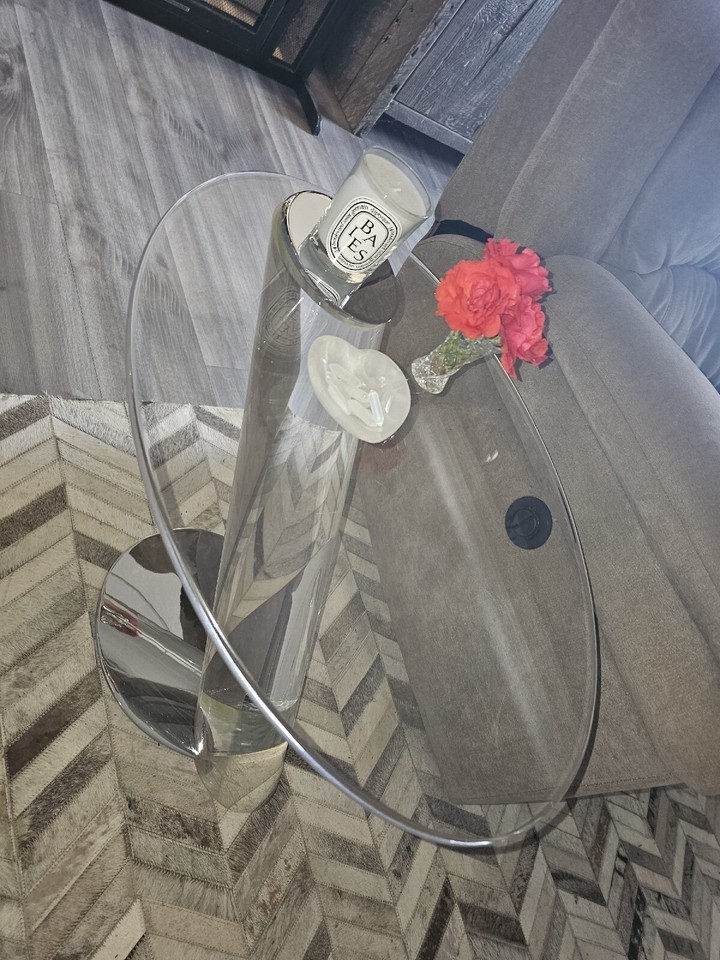 Vintage Lion In Frost Lucite And Chrome Side/Cocktail Table eBay