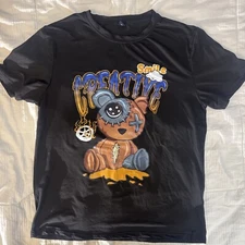 Romwe Men’s Graphic Smile Creative Teddy Bear Tshirt Size  Large 