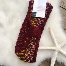 Warm Cable Knit Headband Ear Warmer Womens OS Orange Multicolor