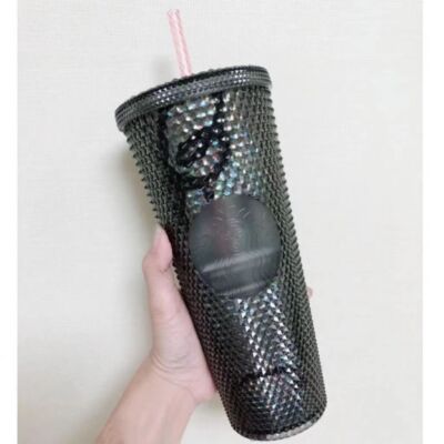 2024 Starbucks +Blackpink Tumbler 24oz Bling Black Cold Cup Valentine Gifts NEW~