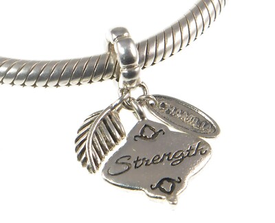 Sehr guter Zustand Chamilia 925 Silber GESCHENKE AN DIE WELT STÄRKE Anhänger Charm, spirituell