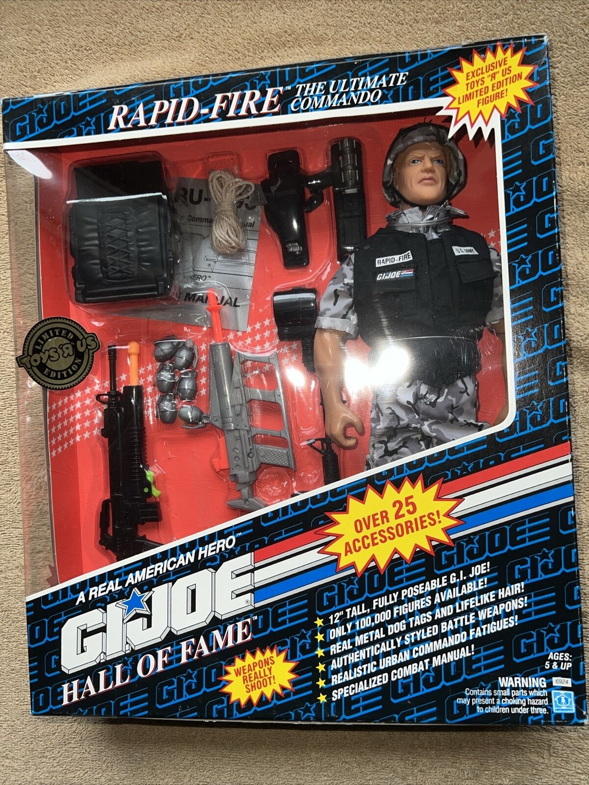 GI JOE HALL OF FAME RAPID FIRE 12" FIGURE TOYS R US EXCLUSIVE LIMITED EDITION