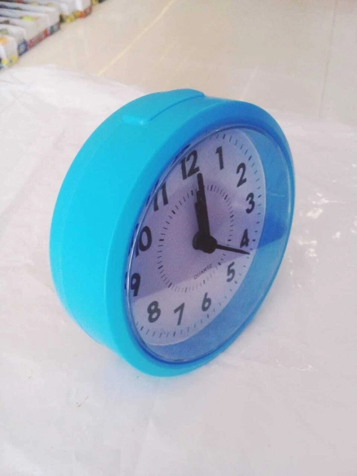 Alarm Clock Blue Cute Battery Bedside Desk Low Noise Quiet Portable Home Decor - Image 2 of 4