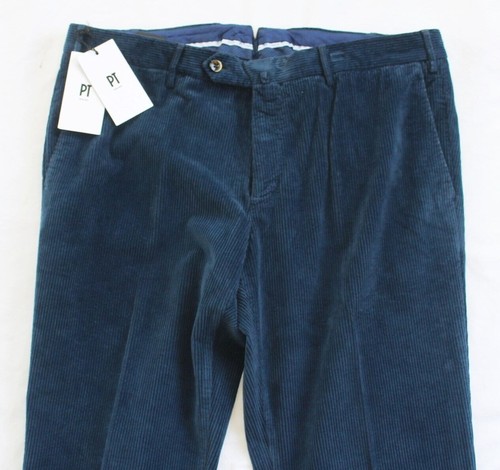 $450 Nuevos Pantalones de Pana PT TORINO 32x35 Calce Ajustado Elastizados Azul Marino 32 Planos EU 48 - Imagen 8 de 11